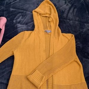 Mustard cardigan with hoodie
